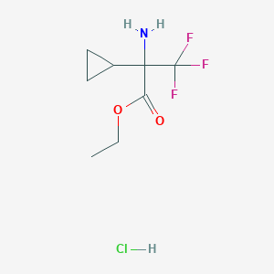 molecular formula C8H13ClF3NO2 B2882601 Ethyl 2-amino-2-cyclopropyl-3,3,3-trifluoropropanoate hydrochloride CAS No. 1989672-67-4