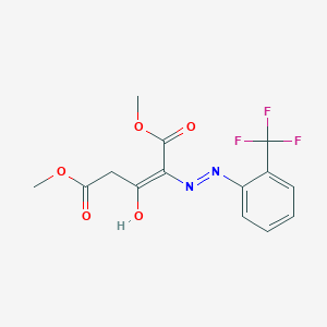 molecular formula C14H13F3N2O5 B2882602 Dimethyl 3-oxo-2-{2-[2-(trifluoromethyl)phenyl]hydrazono}pentanedioate CAS No. 121582-46-5