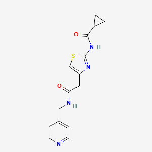 molecular formula C15H16N4O2S B2882619 N-(4-(2-oxo-2-((pyridin-4-ylmethyl)amino)ethyl)thiazol-2-yl)cyclopropanecarboxamide CAS No. 923194-78-9
