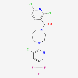 molecular formula C17H14Cl3F3N4O B2882627 2,6-二氯(3-吡啶基) 4-(3-氯-5-(三氟甲基)(2-吡啶基))(1,4-二氮杂氢化萘)酮 CAS No. 1024466-44-1