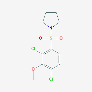 molecular formula C11H13Cl2NO3S B288263 2,6-Dichloro-3-(1-pyrrolidinylsulfonyl)phenyl methyl ether 