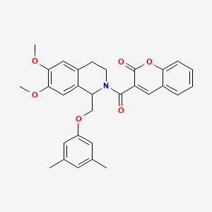 molecular formula C30H29NO6 B2882637 3-(1-((3,5-dimethylphenoxy)methyl)-6,7-dimethoxy-1,2,3,4-tetrahydroisoquinoline-2-carbonyl)-2H-chromen-2-one CAS No. 486451-94-9