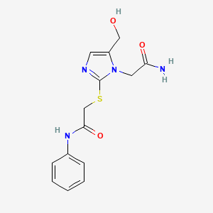 2-((1-(2-amino-2-oxoethyl)-5-(hydroxymethyl)-1H-imidazol-2-yl)thio)-N-phenylacetamide