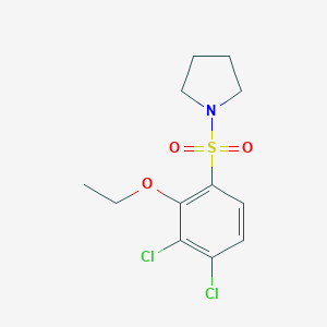 molecular formula C12H15Cl2NO3S B288264 2,3-Dichloro-6-(1-pyrrolidinylsulfonyl)phenyl ethyl ether 