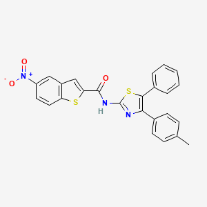 molecular formula C25H17N3O3S2 B2882657 N-[4-(4-methylphenyl)-5-phenyl-1,3-thiazol-2-yl]-5-nitro-1-benzothiophene-2-carboxamide CAS No. 477485-28-2