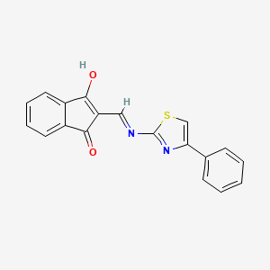 molecular formula C19H12N2O2S B2882658 2-(((4-Phenyl-2,5-thiazolyl)amino)methylene)indane-1,3-dione CAS No. 1022581-95-8