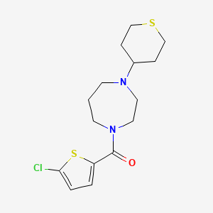 molecular formula C15H21ClN2OS2 B2882673 (5-chlorothiophen-2-yl)(4-(tetrahydro-2H-thiopyran-4-yl)-1,4-diazepan-1-yl)methanone CAS No. 2034208-58-5