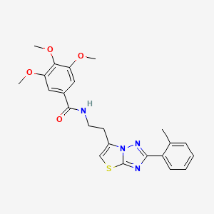 molecular formula C23H24N4O4S B2882674 3,4,5-trimethoxy-N-(2-(2-(o-tolyl)thiazolo[3,2-b][1,2,4]triazol-6-yl)ethyl)benzamide CAS No. 946376-24-5