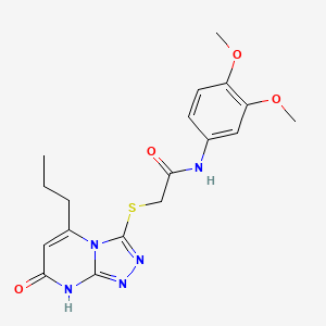 molecular formula C18H21N5O4S B2882677 N-(3,4-二甲氧基苯基)-2-((7-氧代-5-丙基-7,8-二氢-[1,2,4]三唑并[4,3-a]嘧啶-3-基)硫代)乙酰胺 CAS No. 895004-29-2