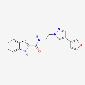 molecular formula C18H16N4O2 B2882684 N-{2-[4-(furan-3-yl)-1H-pyrazol-1-yl]ethyl}-1H-indole-2-carboxamide CAS No. 2097893-10-0
