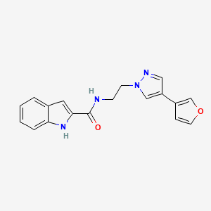 molecular formula C18H16N4O2 B2882684 N-{2-[4-(呋喃-3-基)-1H-吡唑-1-基]乙基}-1H-吲哚-2-甲酰胺 CAS No. 2097893-10-0