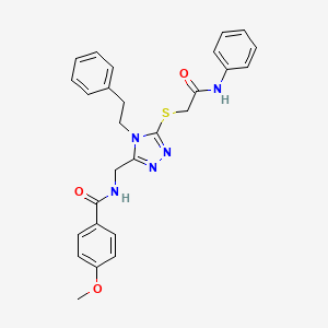 4-methoxy-N-((5-((2-oxo-2-(phenylamino)ethyl)thio)-4-phenethyl-4H-1,2,4-triazol-3-yl)methyl)benzamide