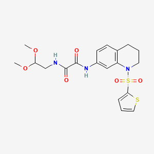 molecular formula C19H23N3O6S2 B2882698 N1-(2,2-二甲氧基乙基)-N2-(1-(噻吩-2-磺酰基)-1,2,3,4-四氢喹啉-7-基)草酰胺 CAS No. 898414-11-4