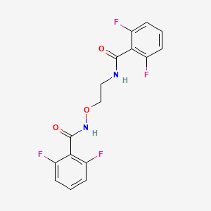 molecular formula C16H12F4N2O3 B2882709 N-(2-{[(2,6-difluorobenzoyl)amino]oxy}ethyl)-2,6-difluorobenzenecarboxamide CAS No. 338413-81-3