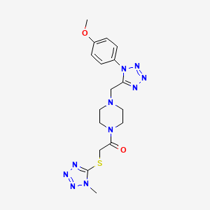 1-(4-((1-(4-methoxyphenyl)-1H-tetrazol-5-yl)methyl)piperazin-1-yl)-2-((1-methyl-1H-tetrazol-5-yl)thio)ethanone