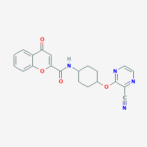 molecular formula C21H18N4O4 B2882718 N-((1r,4r)-4-((3-cyanopyrazin-2-yl)oxy)cyclohexyl)-4-oxo-4H-chromene-2-carboxamide CAS No. 2034255-94-0