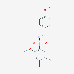 molecular formula C16H18ClNO4S B288273 5-chloro-2-methoxy-N-(4-methoxybenzyl)-4-methylbenzenesulfonamide 