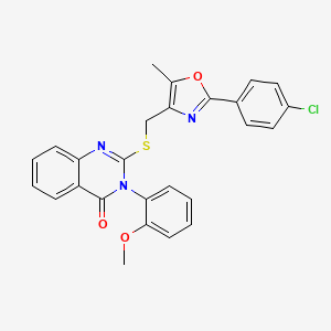 molecular formula C26H20ClN3O3S B2882731 2-(((2-(4-chlorophenyl)-5-methyloxazol-4-yl)methyl)thio)-3-(2-methoxyphenyl)quinazolin-4(3H)-one CAS No. 1114827-58-5