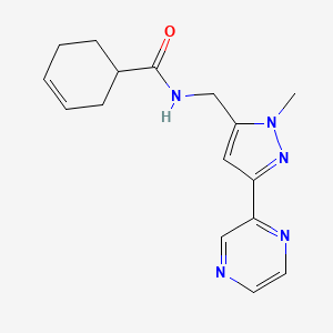 N-((1-methyl-3-(pyrazin-2-yl)-1H-pyrazol-5-yl)methyl)cyclohex-3-enecarboxamide