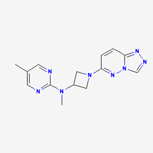 molecular formula C14H16N8 B2882770 N,5-二甲基-N-(1-{[1,2,4]三唑并[4,3-b]哒嗪-6-基}氮杂环丁-3-基)嘧啶-2-胺 CAS No. 2201249-59-2