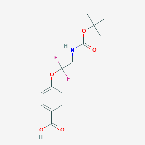molecular formula C14H17F2NO5 B2882772 4-[1,1-Difluoro-2-[(2-methylpropan-2-yl)oxycarbonylamino]ethoxy]benzoic acid CAS No. 2470437-65-9