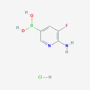 molecular formula C5H7BClFN2O2 B2882775 6-Amino-5-fluoropyridine-3-boronic acid hydrochloride CAS No. 2096331-68-7