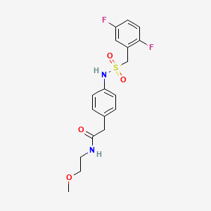 molecular formula C18H20F2N2O4S B2882777 2-{4-[(2,5-二氟苯基)甲磺酰胺]苯基}-N-(2-甲氧基乙基)乙酰胺 CAS No. 1396766-83-8