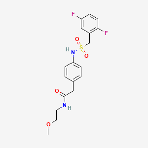 molecular formula C18H20F2N2O4S B2882777 2-{4-[(2,5-difluorophenyl)methanesulfonamido]phenyl}-N-(2-methoxyethyl)acetamide CAS No. 1396766-83-8