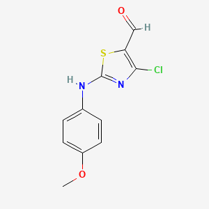 molecular formula C11H9ClN2O2S B2882779 4-Chloro-2-[(4-methoxyphenyl)amino]-1,3-thiazole-5-carbaldehyde CAS No. 460730-11-4