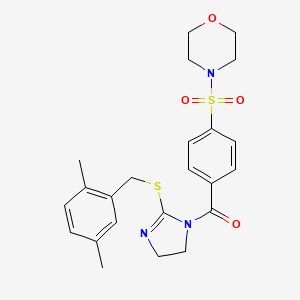 (2-((2,5-dimethylbenzyl)thio)-4,5-dihydro-1H-imidazol-1-yl)(4-(morpholinosulfonyl)phenyl)methanone
