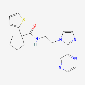 N-(2-(2-(pyrazin-2-yl)-1H-imidazol-1-yl)ethyl)-1-(thiophen-2-yl)cyclopentanecarboxamide