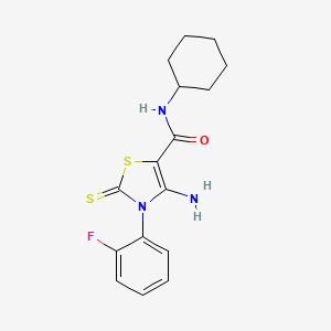 4-amino-N-cyclohexyl-3-(2-fluorophenyl)-2-thioxo-2,3-dihydrothiazole-5-carboxamide