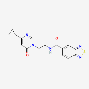molecular formula C16H15N5O2S B2882813 N-(2-(4-环丙基-6-氧代嘧啶-1(6H)-基)乙基)苯并[c][1,2,5]噻二唑-5-甲酰胺 CAS No. 2034511-35-6