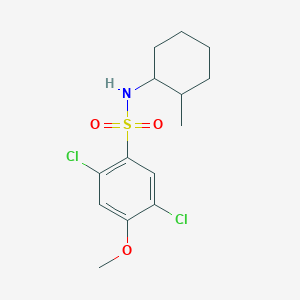 molecular formula C14H19Cl2NO3S B288284 2,5-dichloro-4-methoxy-N-(2-methylcyclohexyl)benzenesulfonamide 