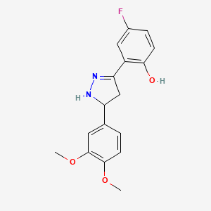 molecular formula C17H17FN2O3 B2882840 2-(5-(3,4-dimethoxyphenyl)-4,5-dihydro-1H-pyrazol-3-yl)-4-fluorophenol CAS No. 610277-79-7