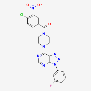 molecular formula C21H16ClFN8O3 B2882841 (4-氯-3-硝基苯基)(4-(3-(3-氟苯基)-3H-[1,2,3]三唑并[4,5-d]嘧啶-7-基)哌嗪-1-基)甲酮 CAS No. 941887-62-3