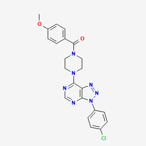 molecular formula C22H20ClN7O2 B2882844 （4-(3-(4-氯苯基)-3H-[1,2,3]三唑并[4,5-d]嘧啶-7-基)哌嗪-1-基)(4-甲氧基苯基)甲苯酮 CAS No. 920369-44-4