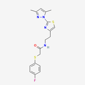 N-(2-(2-(3,5-dimethyl-1H-pyrazol-1-yl)thiazol-4-yl)ethyl)-2-((4-fluorophenyl)thio)acetamide