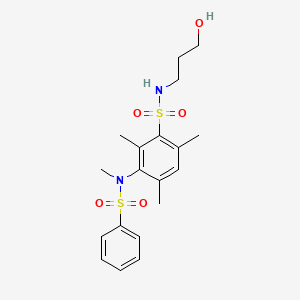 3-[benzenesulfonyl(methyl)amino]-N-(3-hydroxypropyl)-2,4,6-trimethylbenzenesulfonamide