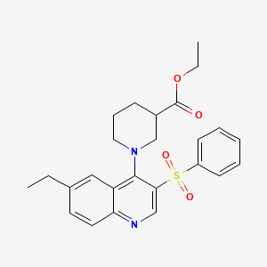molecular formula C25H28N2O4S B2882859 Ethyl 1-(6-ethyl-3-(phenylsulfonyl)quinolin-4-yl)piperidine-3-carboxylate CAS No. 866843-13-2
