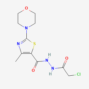 molecular formula C11H15ClN4O3S B2882863 N'-(2-Chloroacetyl)-4-methyl-2-morpholin-4-yl-1,3-thiazole-5-carbohydrazide CAS No. 2411245-74-2