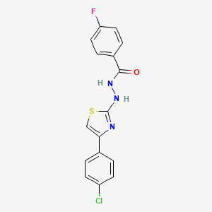 molecular formula C16H11ClFN3OS B2882865 N'-[4-(4-chlorophenyl)-1,3-thiazol-2-yl]-4-fluorobenzohydrazide CAS No. 685108-42-3