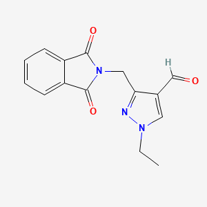 molecular formula C15H13N3O3 B2882867 3-[(1,3-Dioxoisoindol-2-yl)methyl]-1-ethylpyrazole-4-carbaldehyde CAS No. 2411298-41-2
