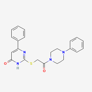 molecular formula C22H22N4O2S B2882869 2-((2-oxo-2-(4-phenylpiperazin-1-yl)ethyl)thio)-6-phenylpyrimidin-4(3H)-one CAS No. 865562-35-2