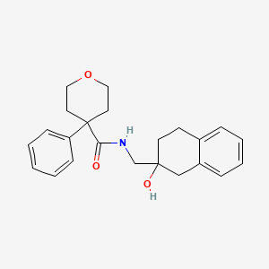 molecular formula C23H27NO3 B2882873 N-((2-hydroxy-1,2,3,4-tetrahydronaphthalen-2-yl)methyl)-4-phenyltetrahydro-2H-pyran-4-carboxamide CAS No. 1421529-12-5