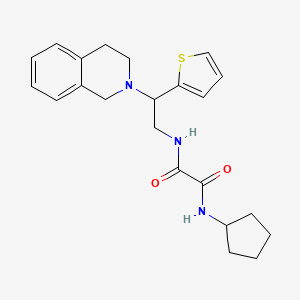 molecular formula C22H27N3O2S B2882876 N1-环戊基-N2-(2-(3,4-二氢异喹啉-2(1H)-基)-2-(噻吩-2-基)乙基)草酰胺 CAS No. 898452-66-9