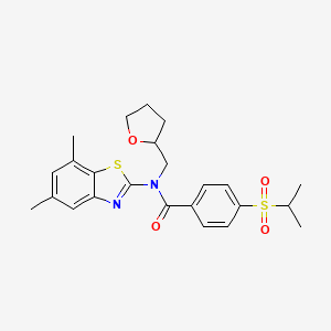N-(5,7-dimethylbenzo[d]thiazol-2-yl)-4-(isopropylsulfonyl)-N-((tetrahydrofuran-2-yl)methyl)benzamide