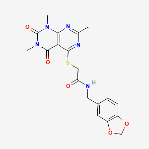 N-(benzo[d][1,3]dioxol-5-ylmethyl)-2-((2,6,8-trimethyl-5,7-dioxo-5,6,7,8-tetrahydropyrimido[4,5-d]pyrimidin-4-yl)thio)acetamide