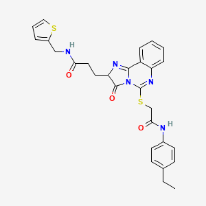 molecular formula C28H27N5O3S2 B2882900 3-[5-({[(4-ethylphenyl)carbamoyl]methyl}sulfanyl)-3-oxo-2H,3H-imidazo[1,2-c]quinazolin-2-yl]-N-[(thiophen-2-yl)methyl]propanamide CAS No. 1037168-73-2