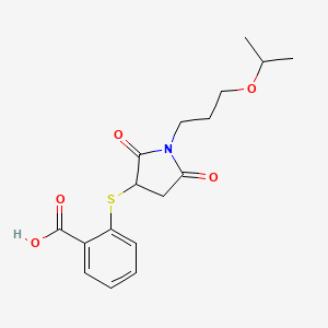 2-((1-(3-Isopropoxypropyl)-2,5-dioxopyrrolidin-3-yl)thio)benzoic acid